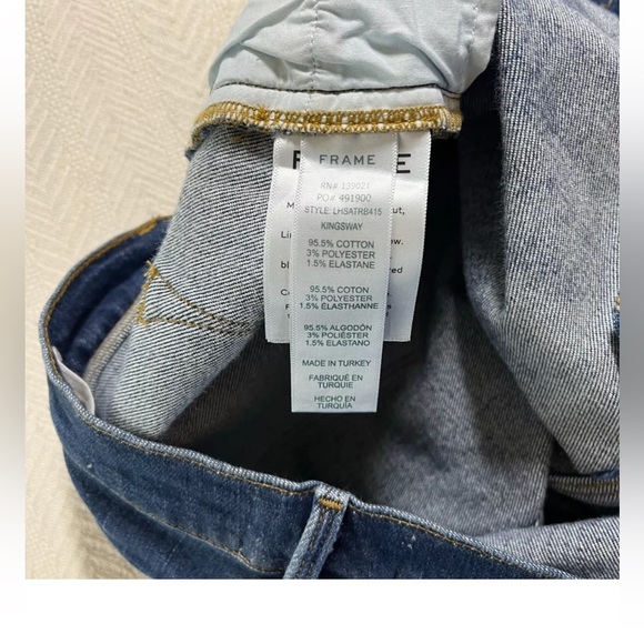 Frame Jeans Womens 32 x 27 Blue Le High Straight V-Cut Hem Dark Wash - Picture 12 of 16